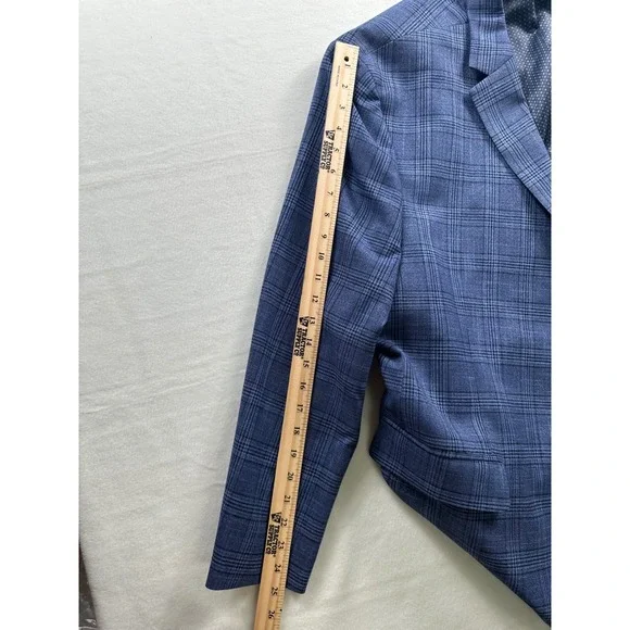 Shaquille Oneal XLG Mens Blue Plaid Suit Separate Blazer Jacket - Picture 12 of 12
